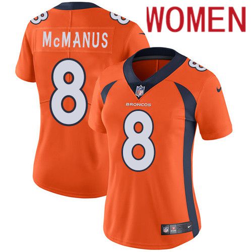 Women Denver Broncos #8 Brandon McManus Orange Nike Vapor Limited NFL Jersey->women nfl jersey->Women Jersey